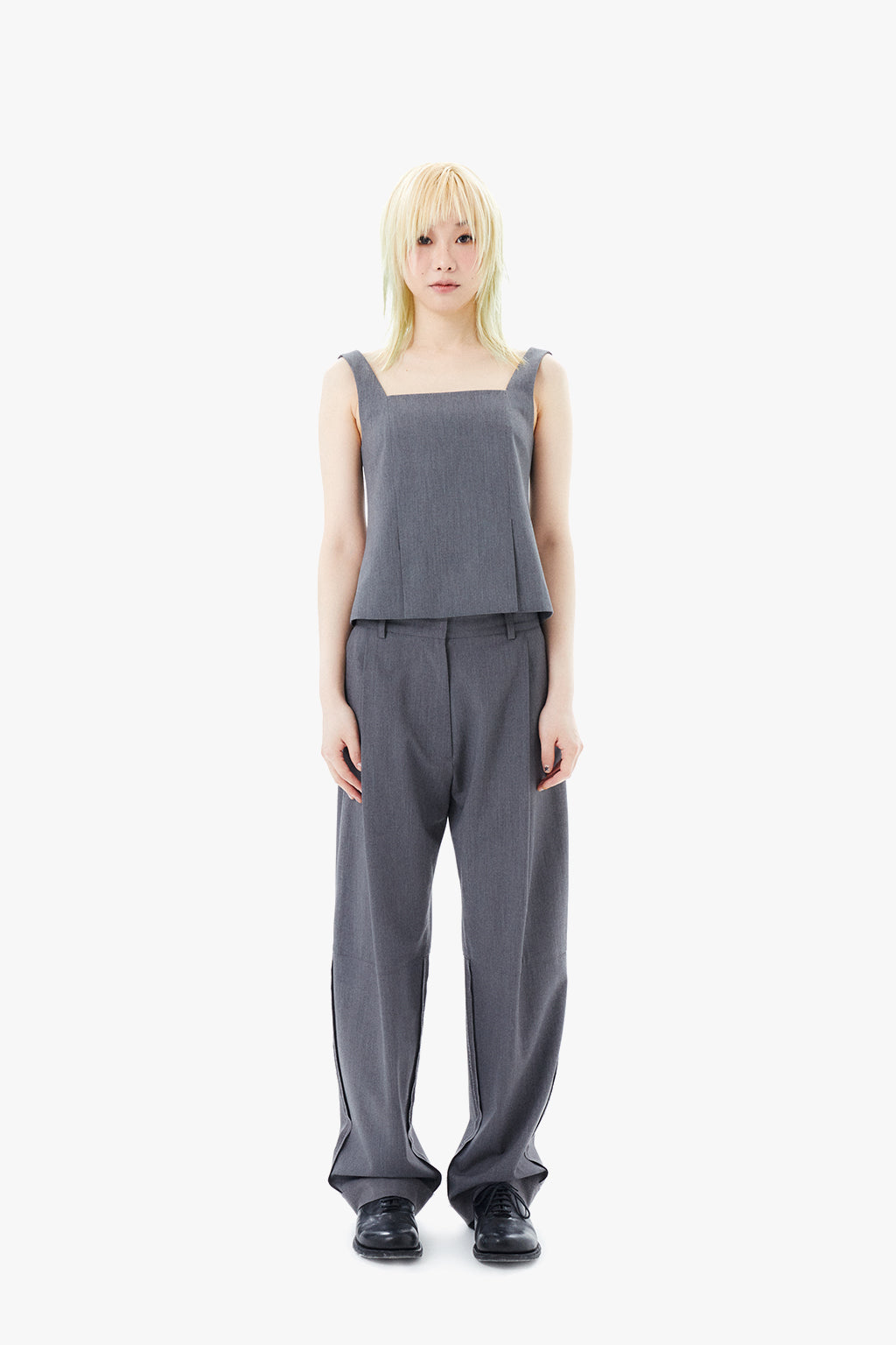 ONE TUCK WOOL PANTS 2 / GRAY
