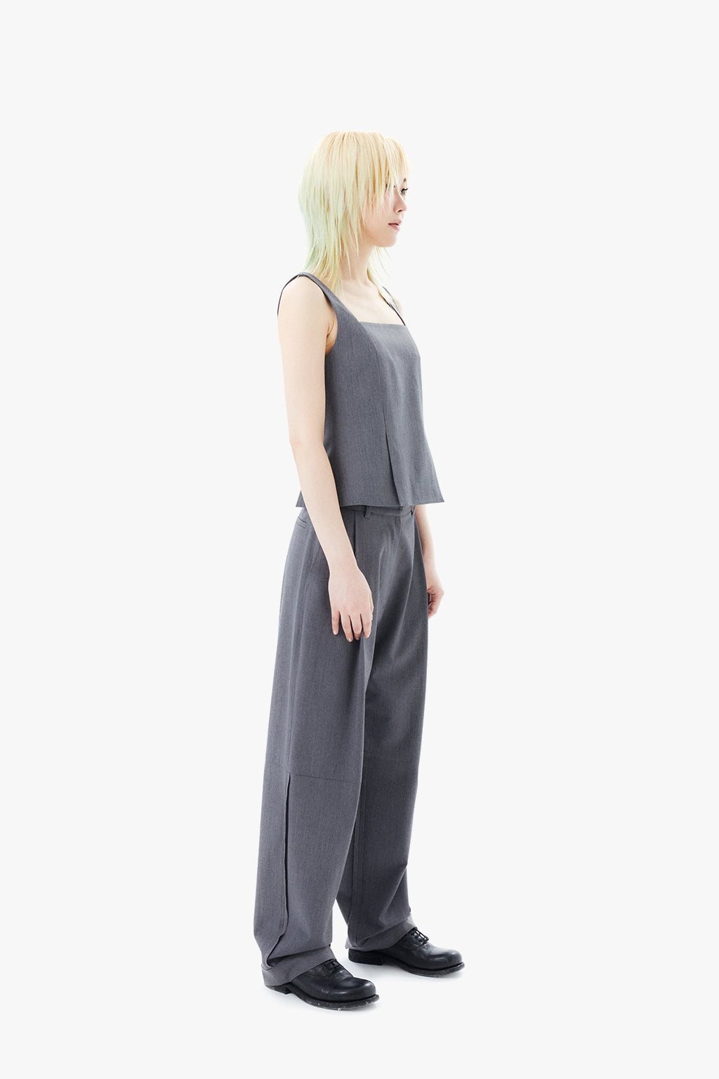 ONE TUCK WOOL PANTS 2 / GRAY