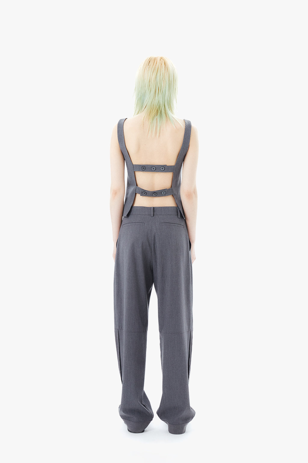 ONE TUCK WOOL PANTS 2 / GRAY