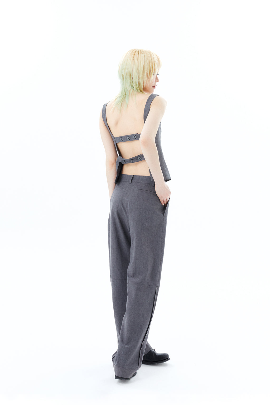 ONE TUCK WOOL PANTS 2 / GRAY