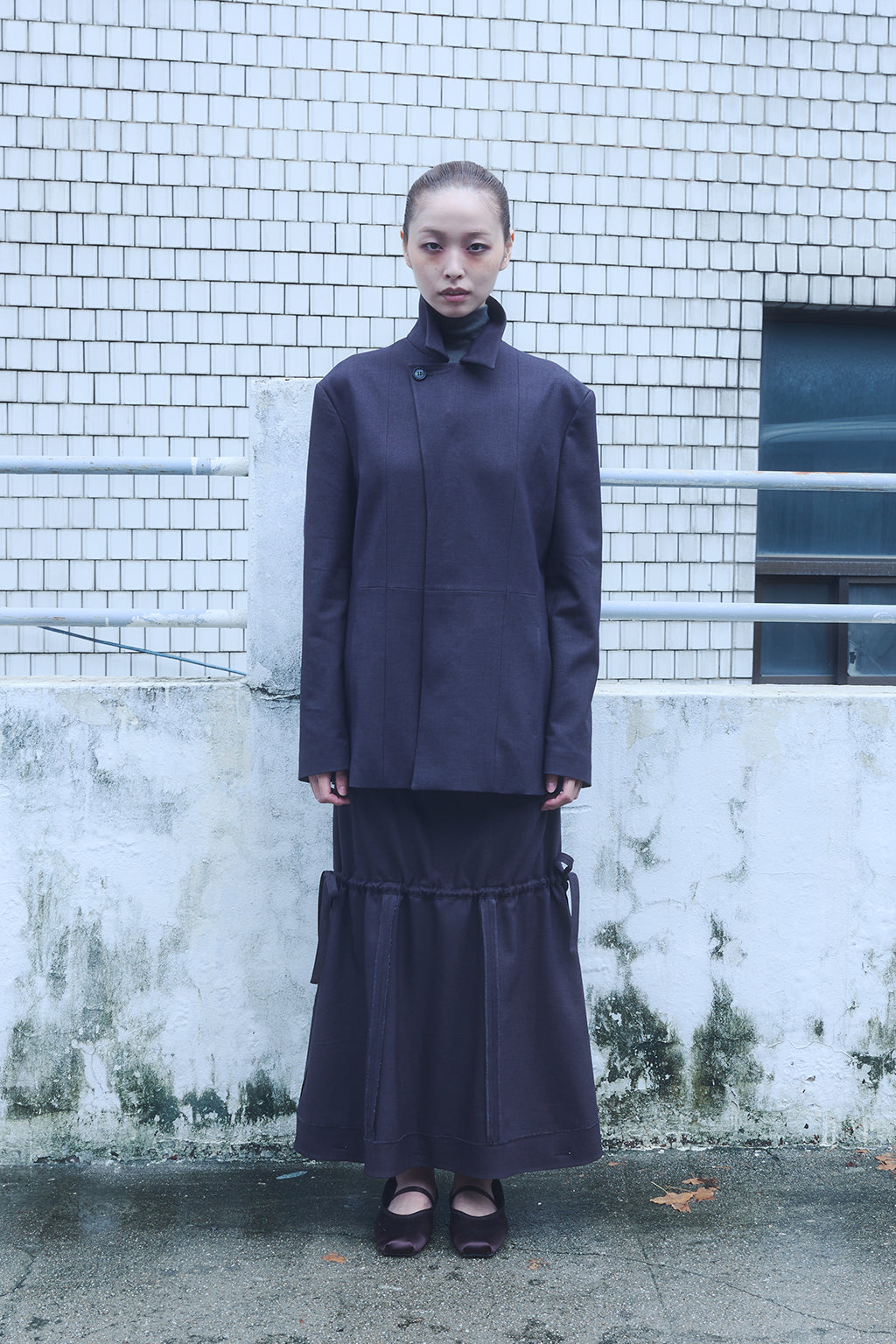 MULTIWAY CHECKED SKIRT / CHARCOAL