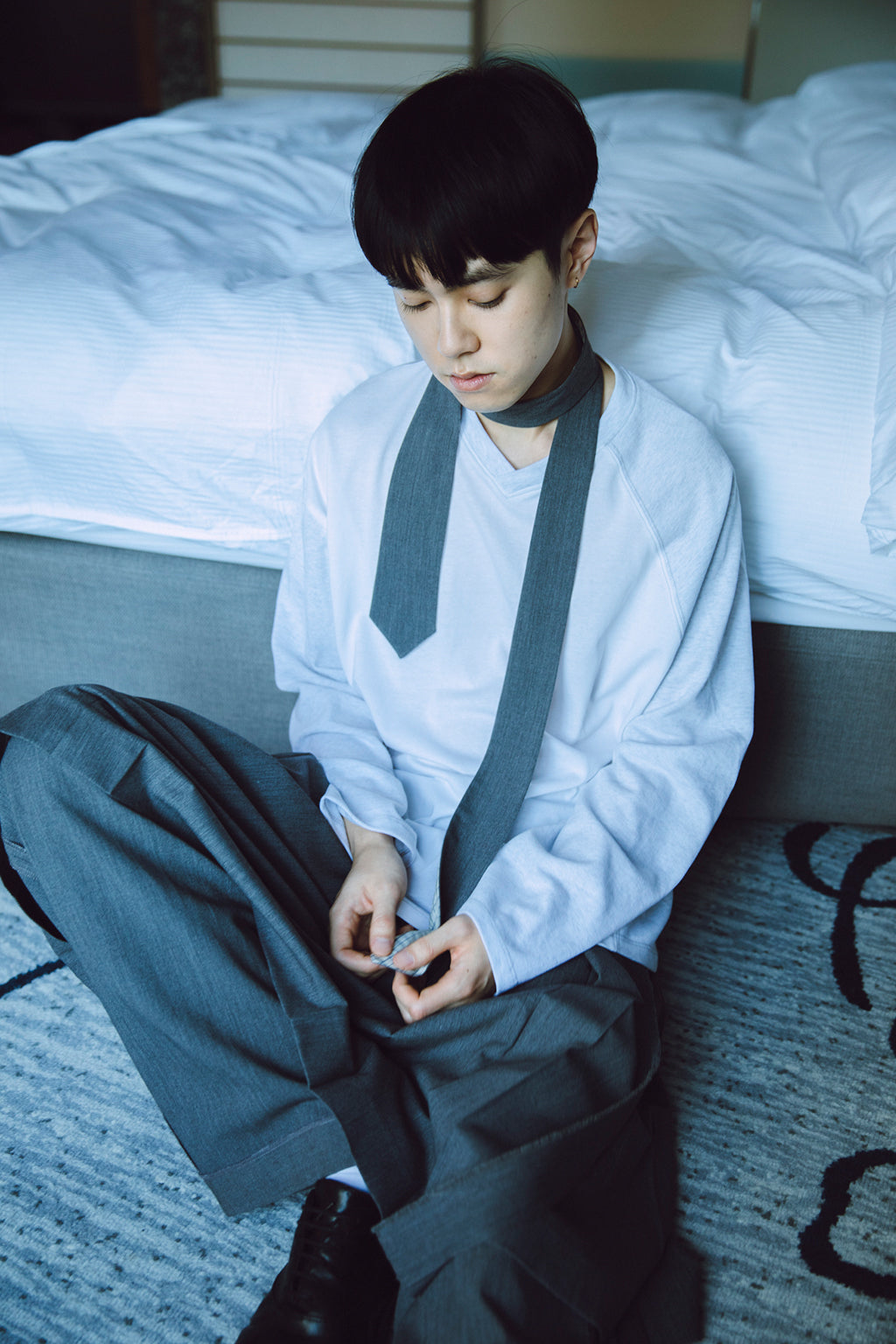 ONE TUCK WOOL PANTS 2 / GRAY