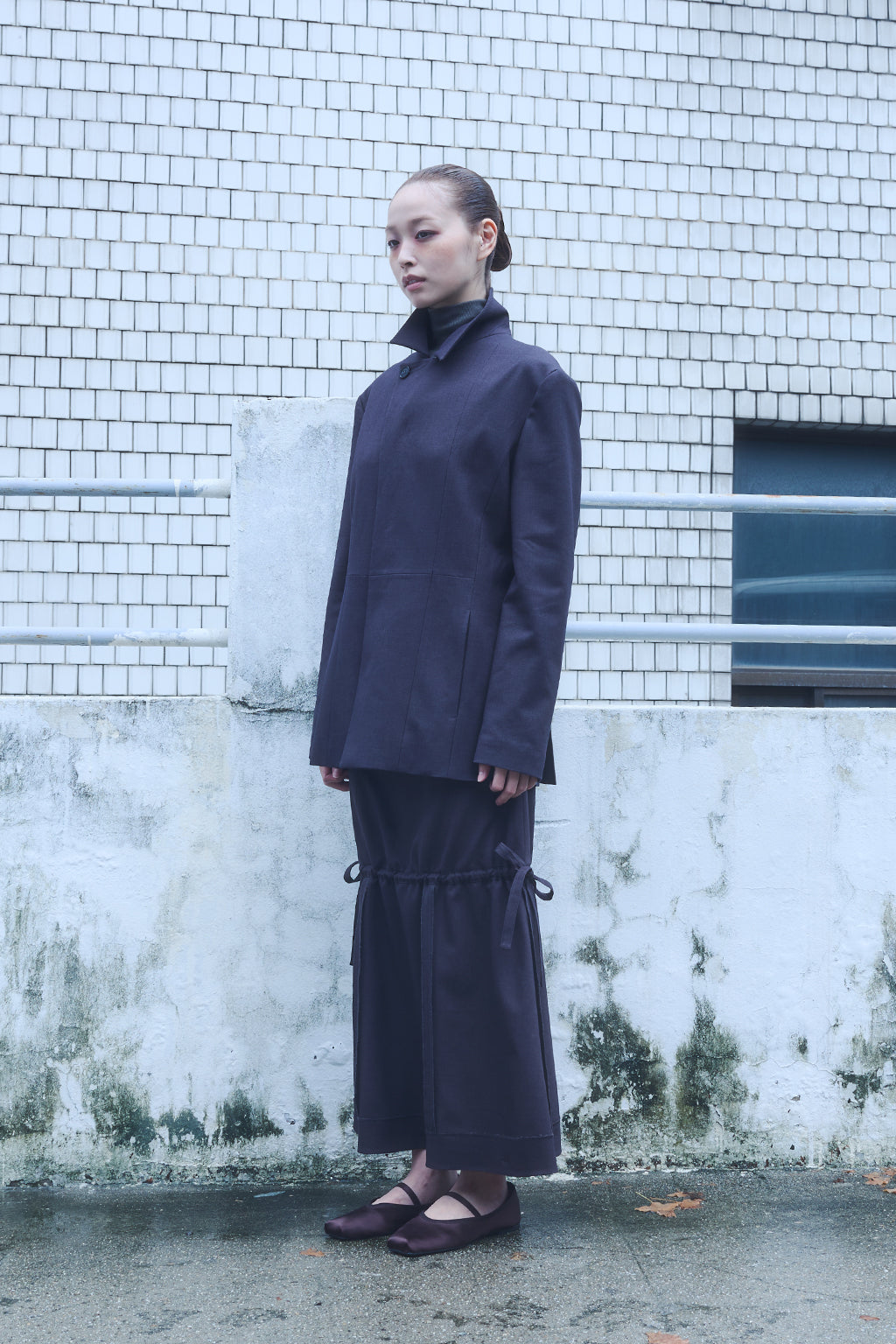 MULTIWAY CHECKED SKIRT / CHARCOAL