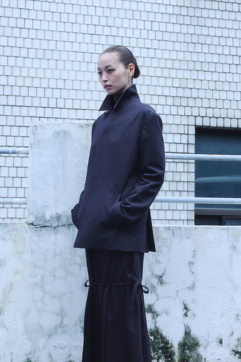 MULTIWAY CHECKED SKIRT / CHARCOAL