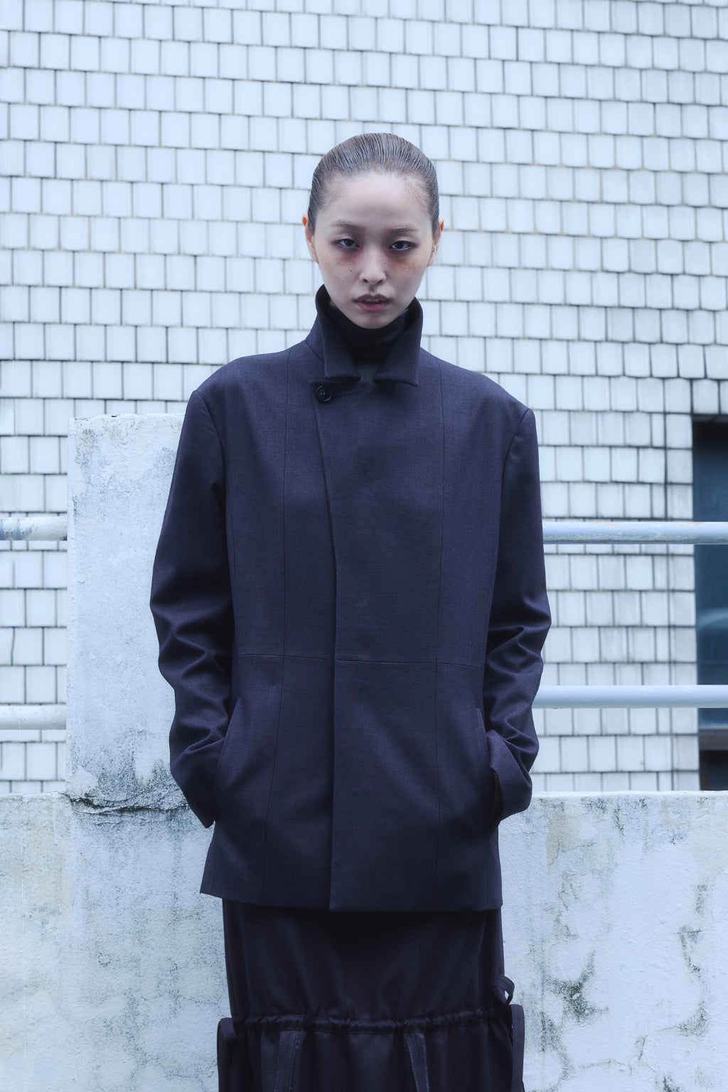ZIP-UP WOOL JACKET / CHARCOAL