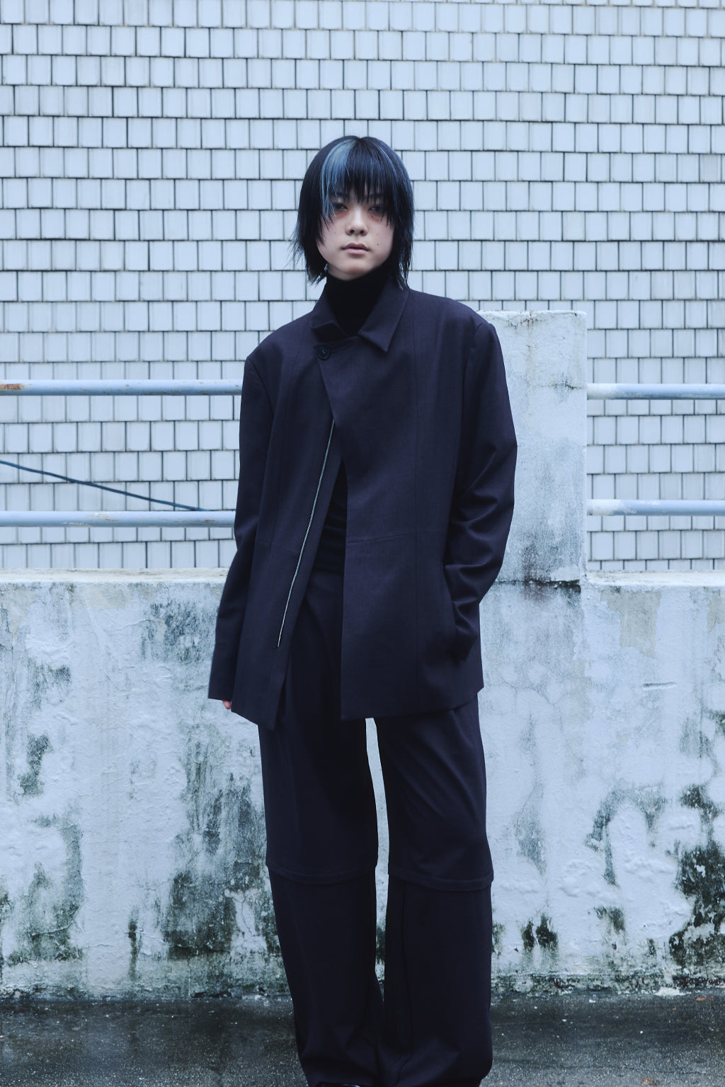 ZIP-UP WOOL JACKET / CHARCOAL