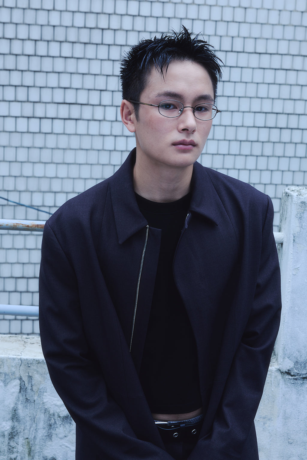 ZIP-UP WOOL JACKET / CHARCOAL