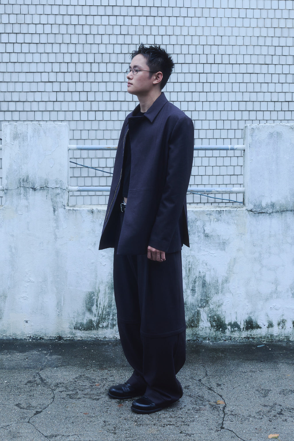 ZIP-UP WOOL JACKET / CHARCOAL