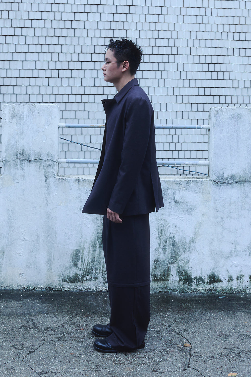 ZIP-UP WOOL JACKET / CHARCOAL