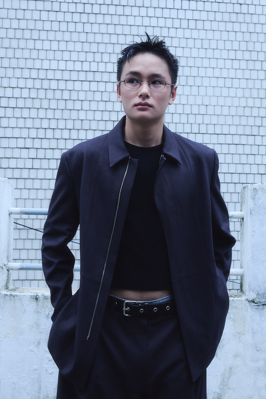 ZIP-UP WOOL JACKET / CHARCOAL