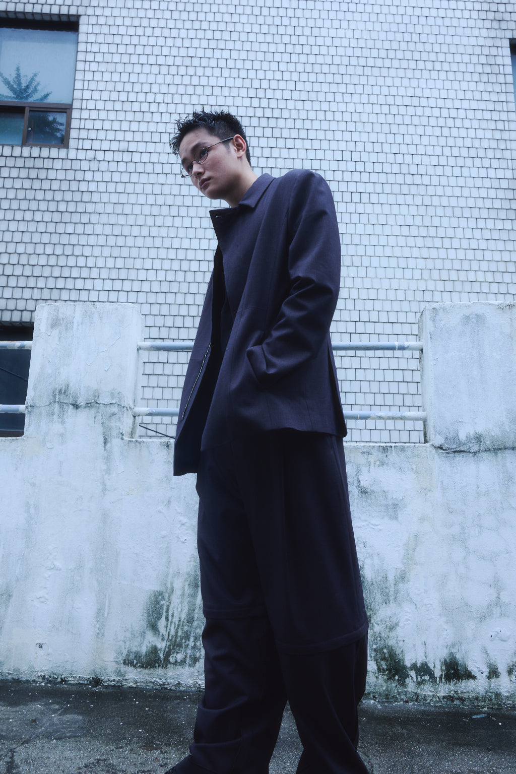 ZIP-UP WOOL JACKET / CHARCOAL