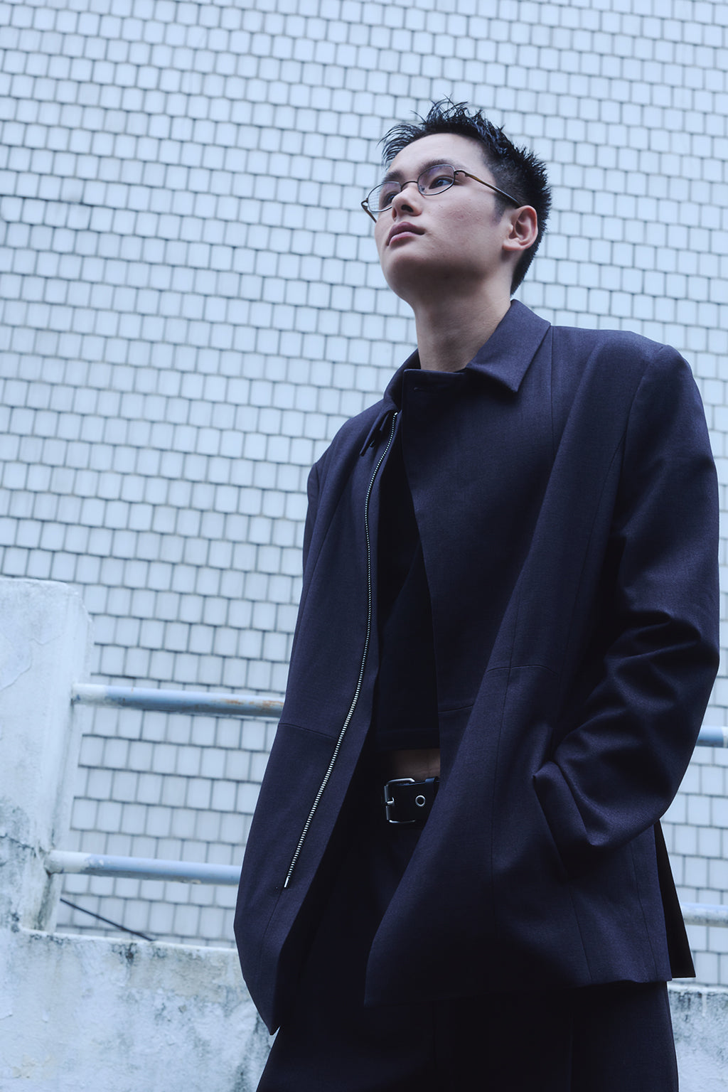 ZIP-UP WOOL JACKET / CHARCOAL