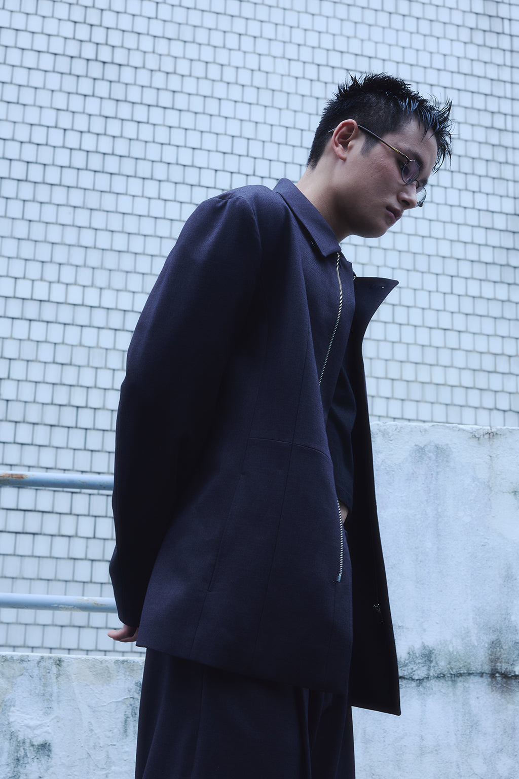 ZIP-UP WOOL JACKET / CHARCOAL