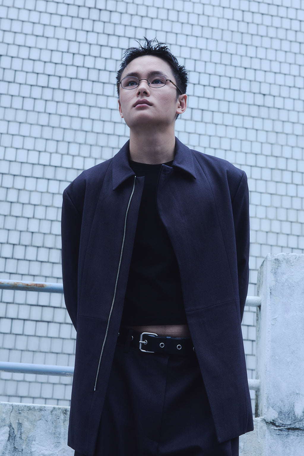 ZIP-UP WOOL JACKET / CHARCOAL