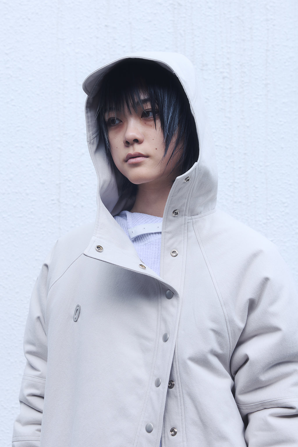 OVERSIZED WAFFLE HOODIE / LIGHT GRAY