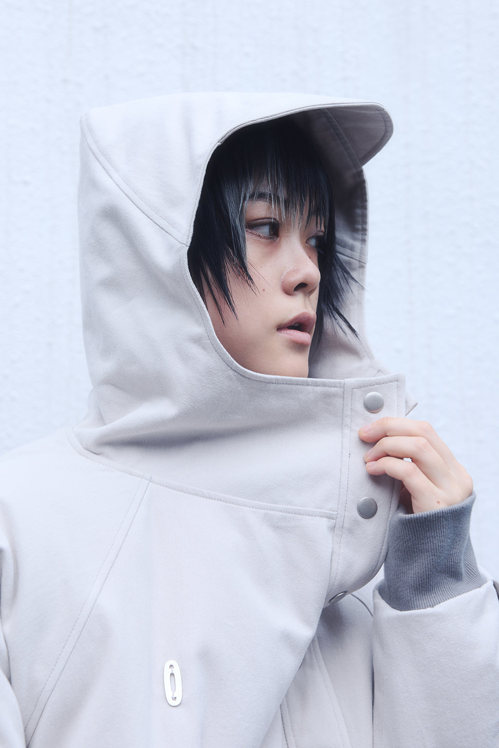 OVERSIZED WAFFLE HOODIE / LIGHT GRAY
