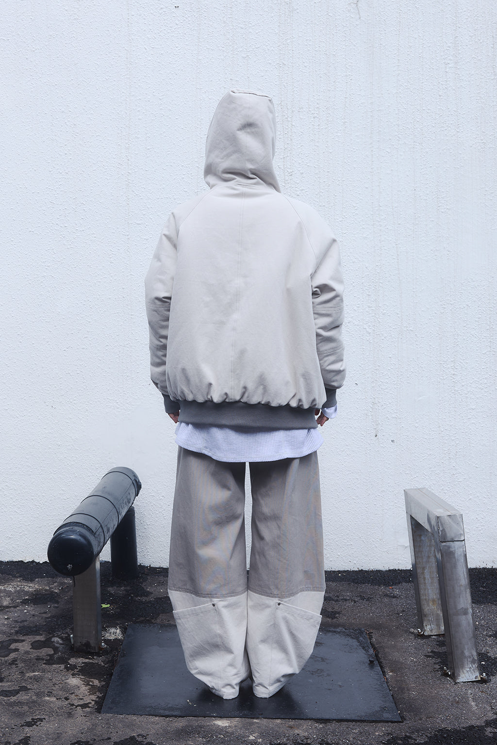 OVERSIZED WAFFLE HOODIE / LIGHT GRAY