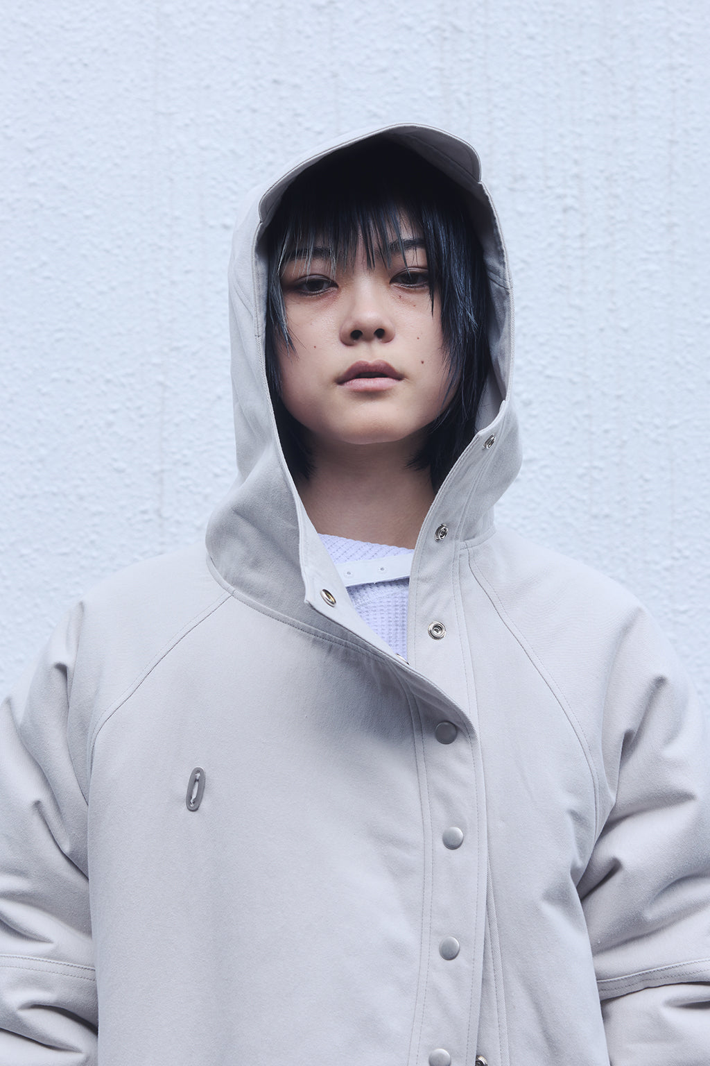 OVERSIZED WAFFLE HOODIE / LIGHT GRAY