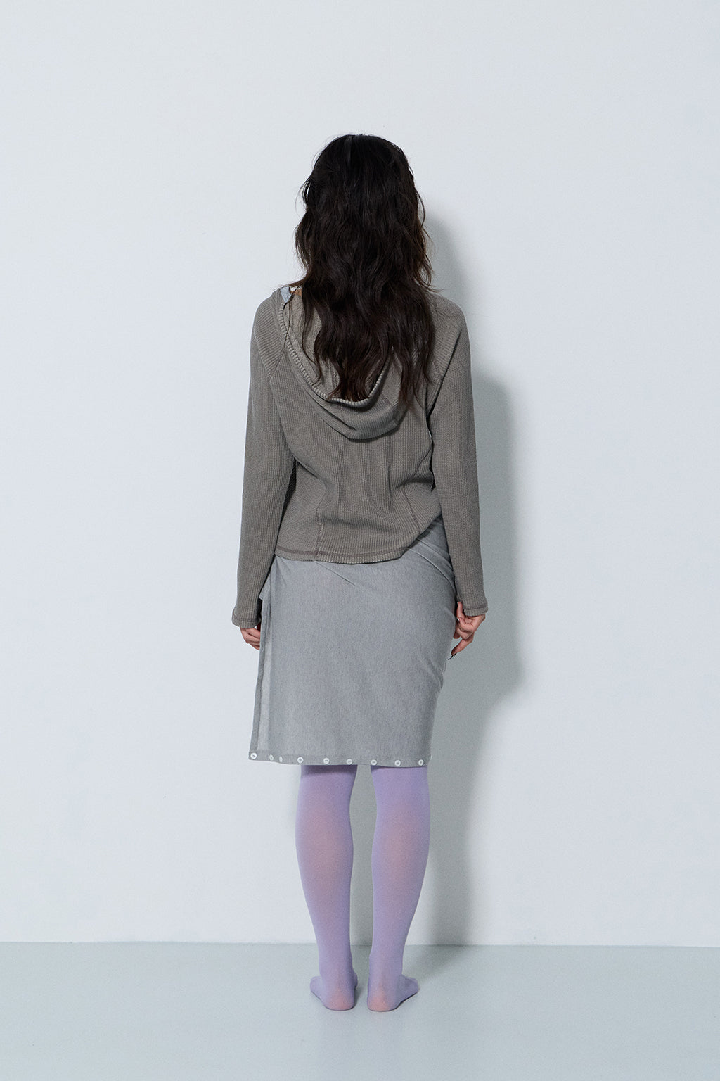 PIGMENT SLIM WAFFLE HOODIE / BROWN