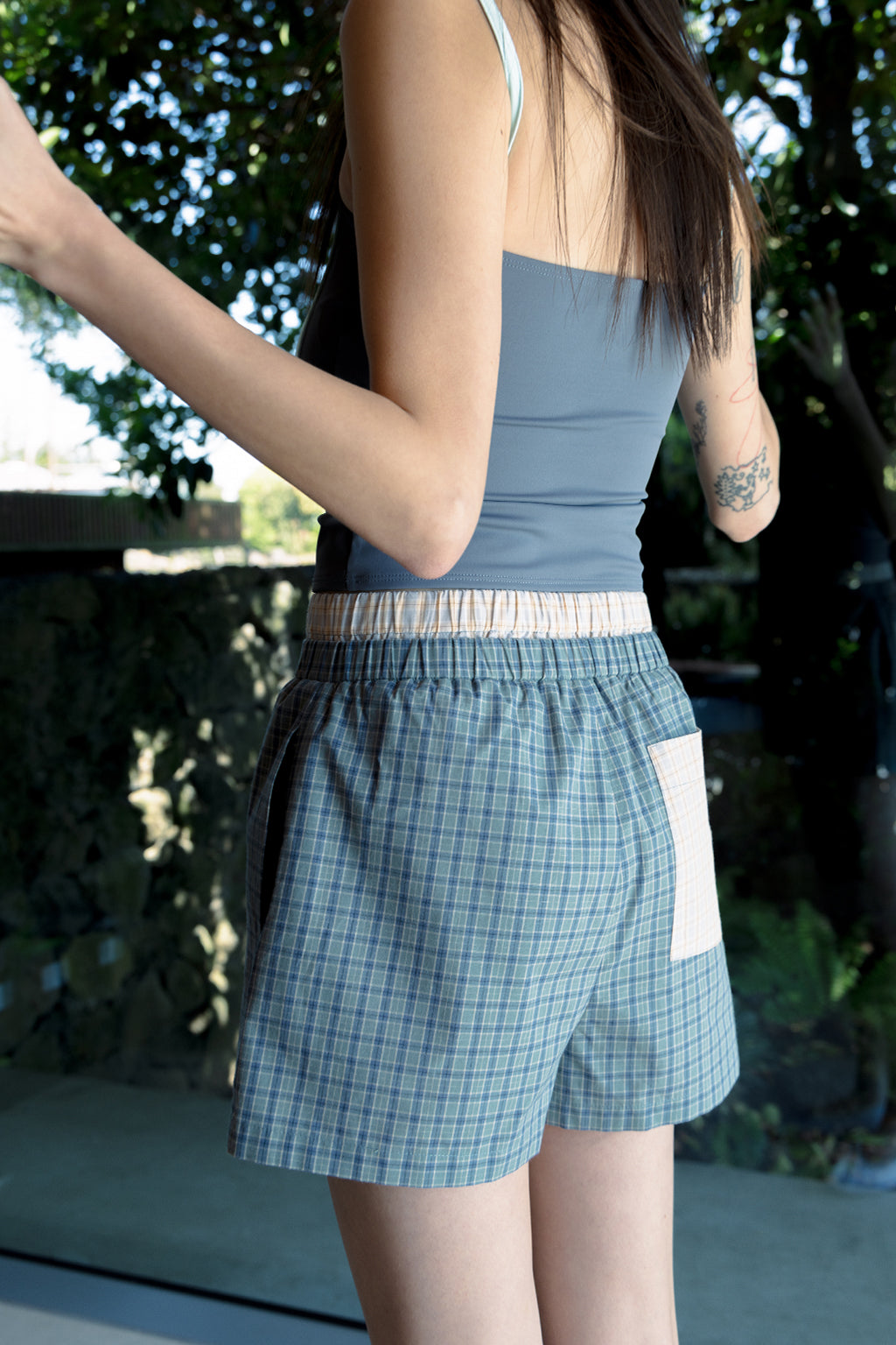 DOUBLE WAIST CHECK SHORTS / GREEN