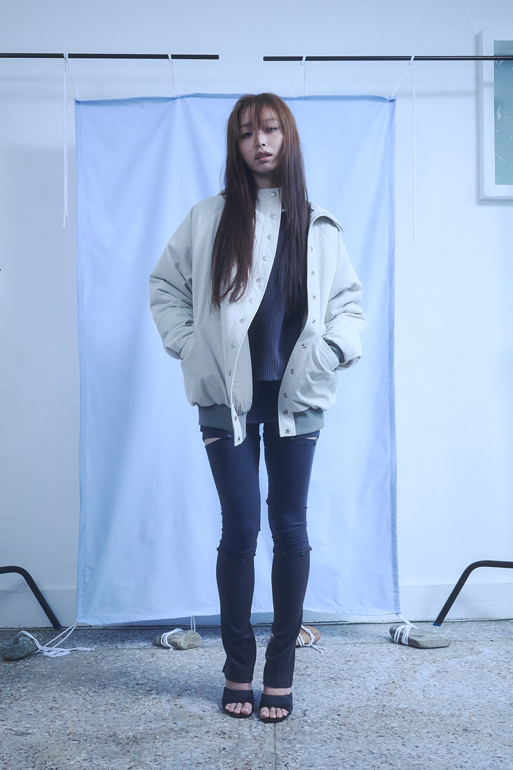 SLIM WAFFLE HOODIE / DARK GRAY