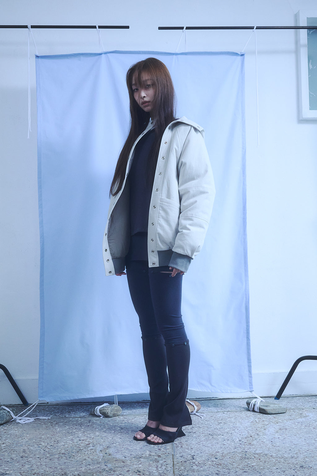 SLIM WAFFLE HOODIE / DARK GRAY