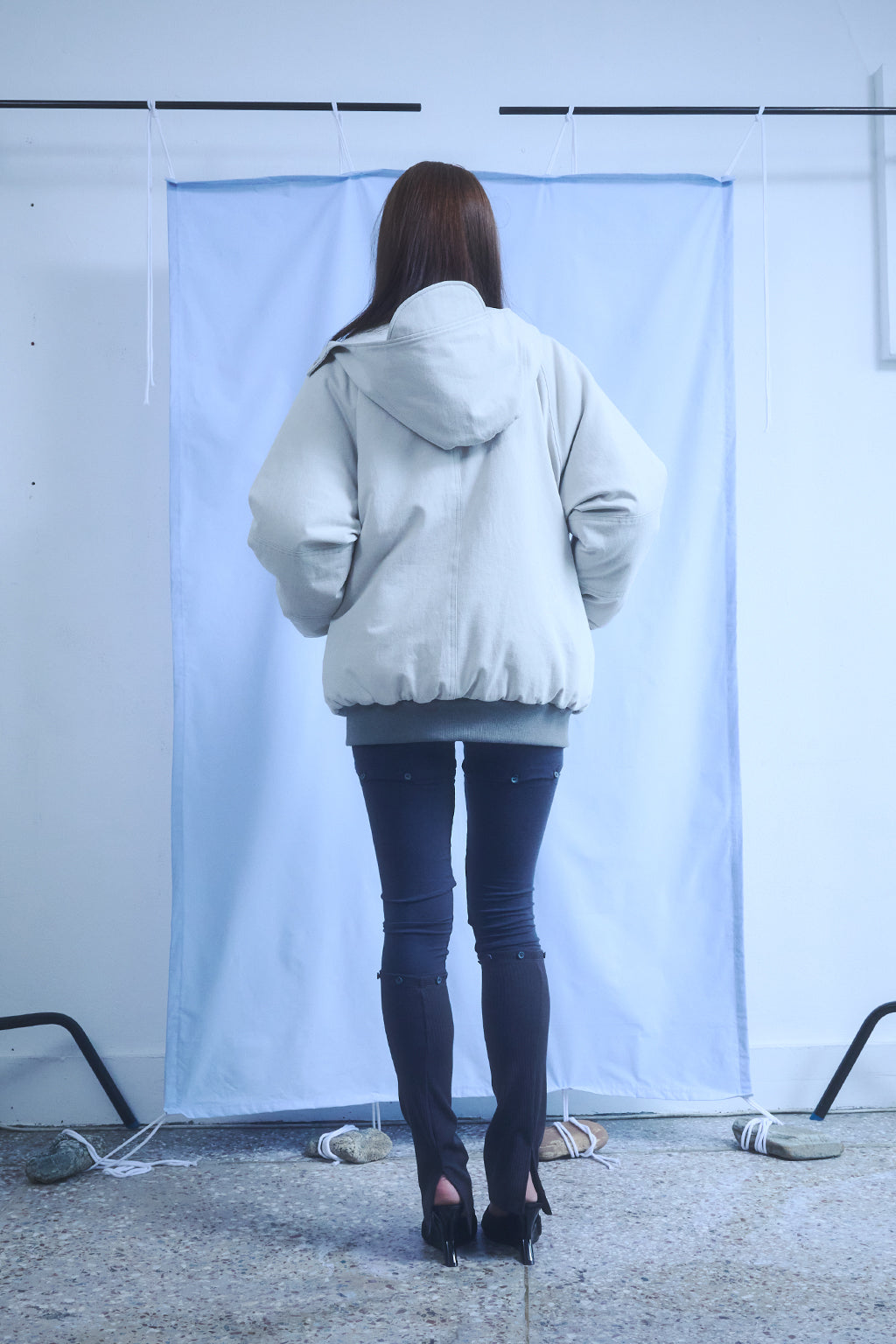 SLIM WAFFLE HOODIE / DARK GRAY