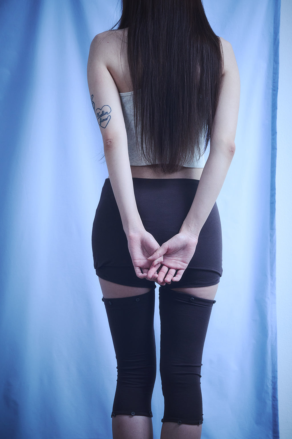 BUTTON SKIRT LEGGINGS / BROWN