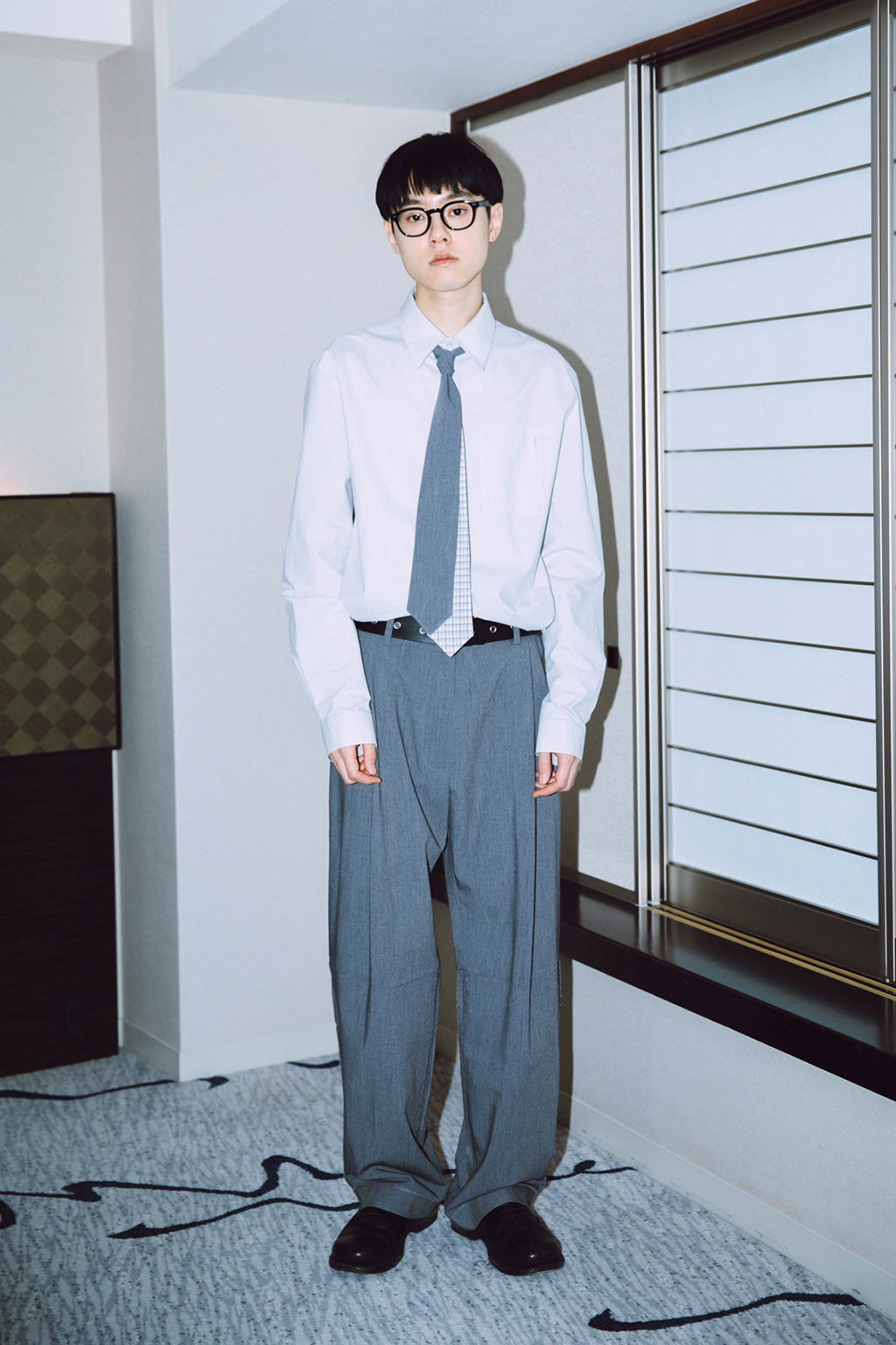 ONE TUCK WOOL PANTS 2 / GRAY