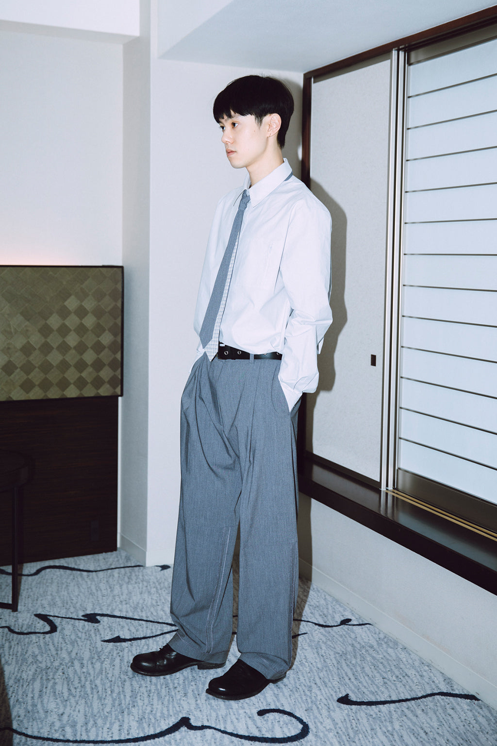 ONE TUCK WOOL PANTS 2 / GRAY