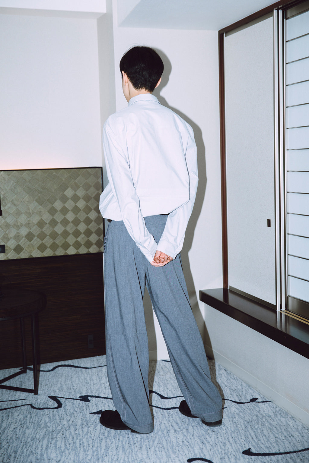 ONE TUCK WOOL PANTS 2 / GRAY