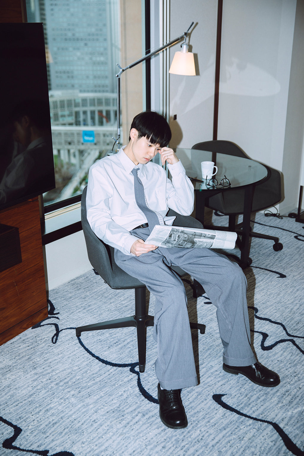 ONE TUCK WOOL PANTS 2 / GRAY