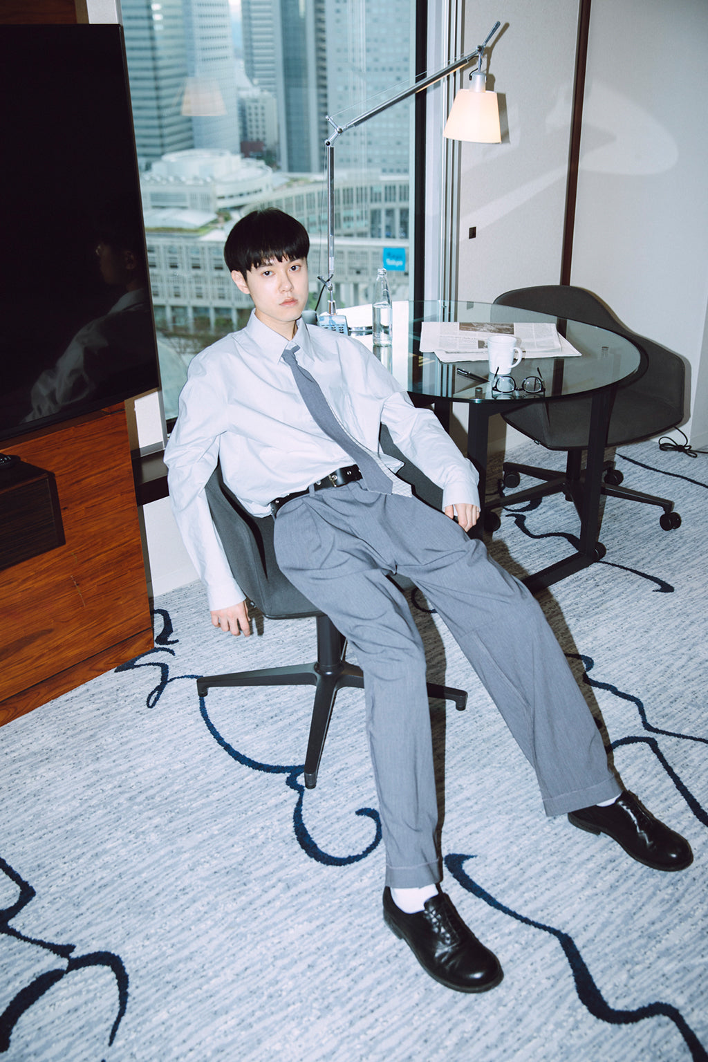 ONE TUCK WOOL PANTS 2 / GRAY
