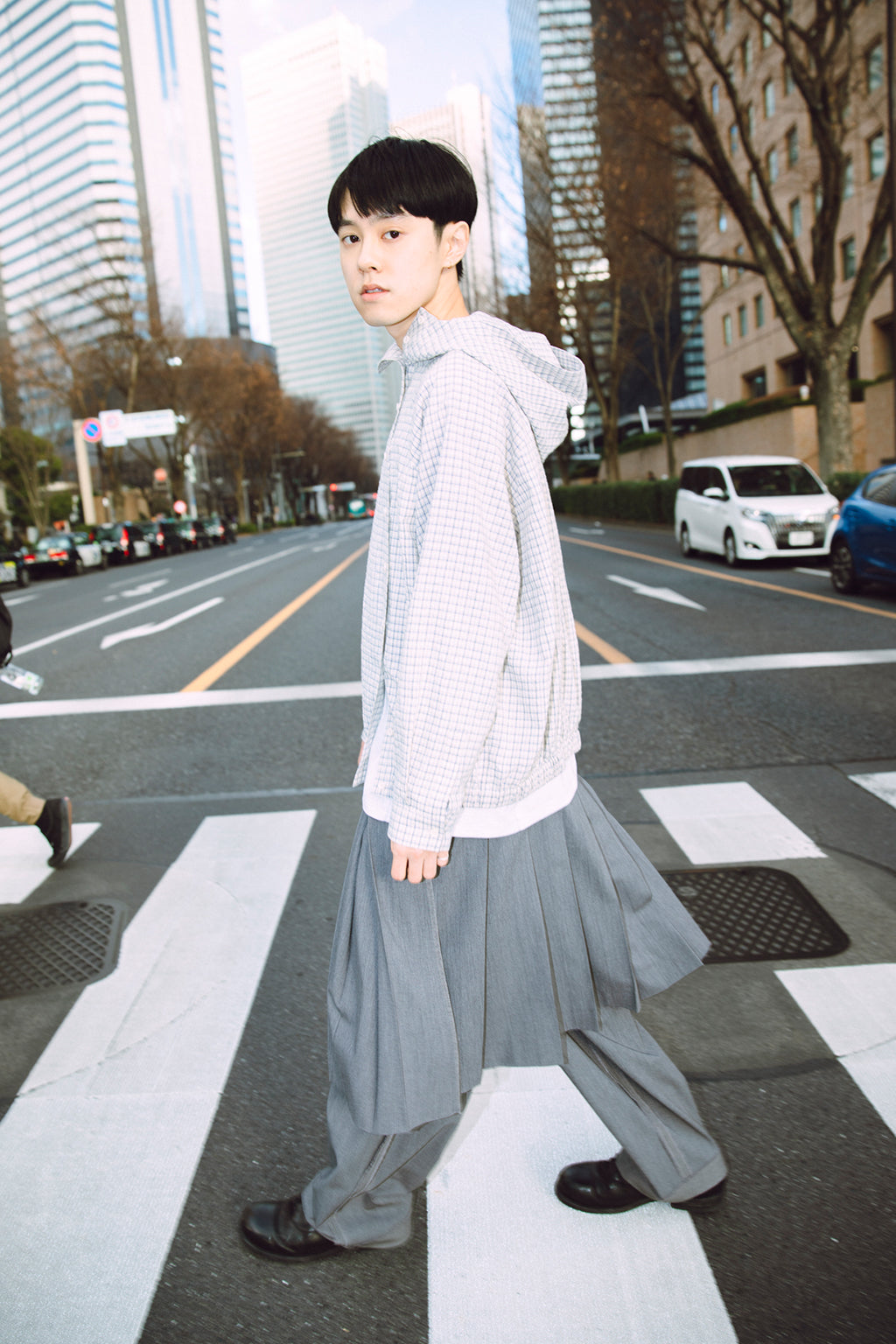 ONE TUCK WOOL PANTS 2 / GRAY