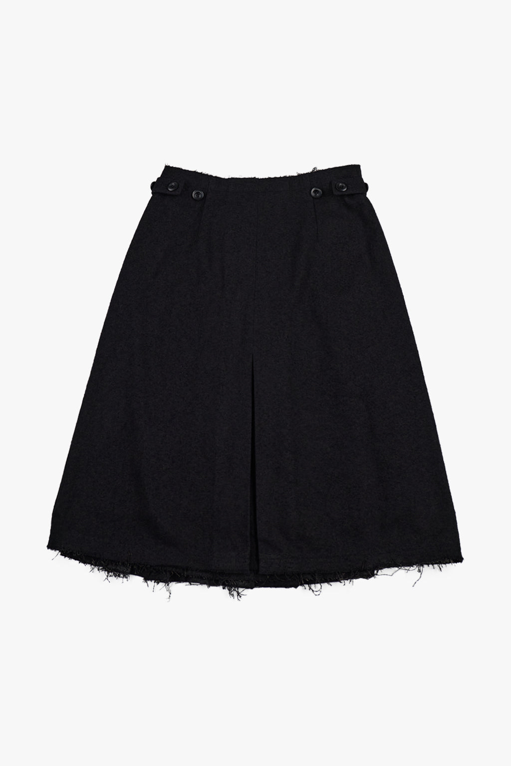 BUTTON PLEATED WRAP SKIRT / BLACK