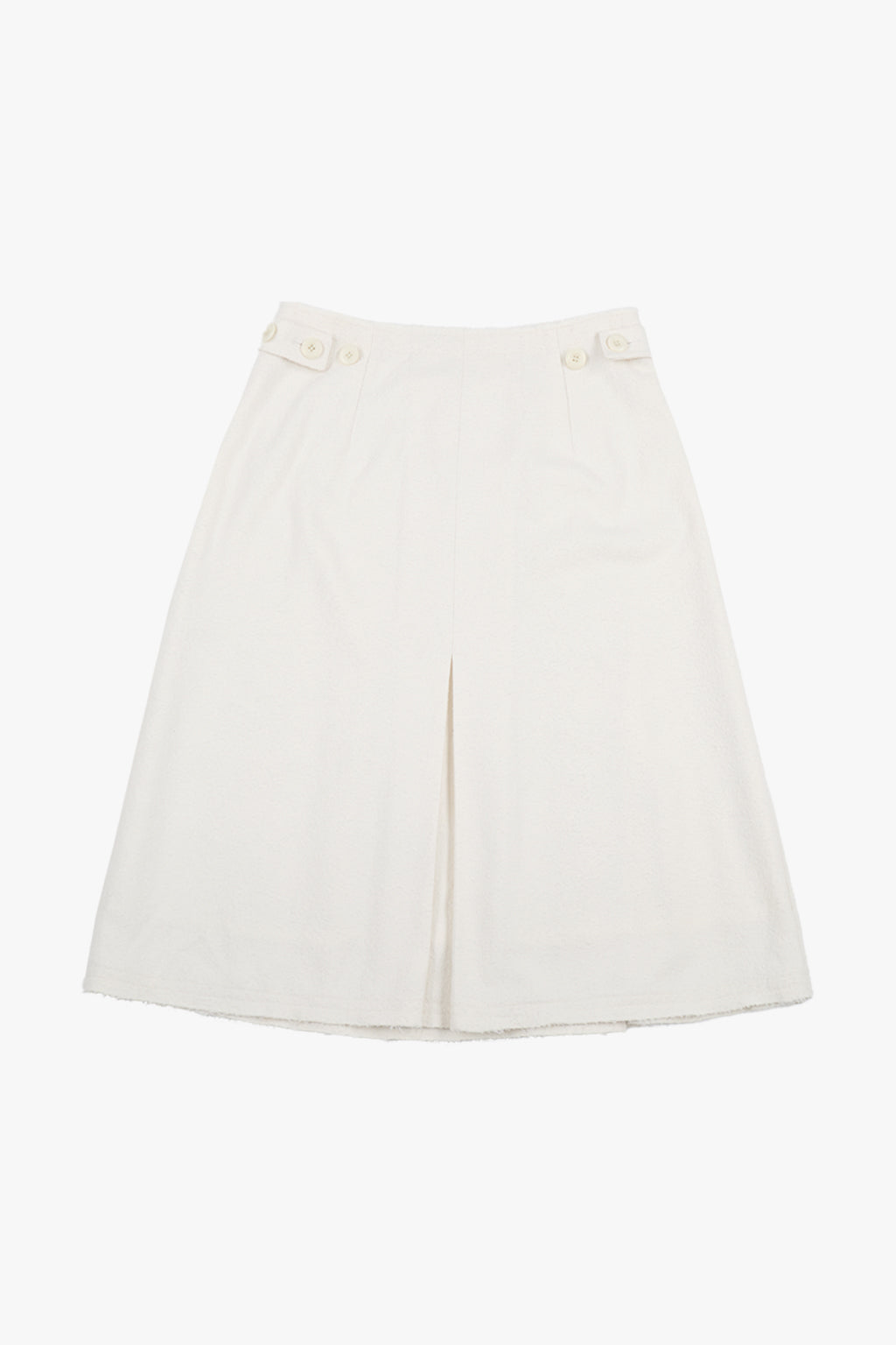 BUTTON PLEATED WRAP SKIRT / ECRU