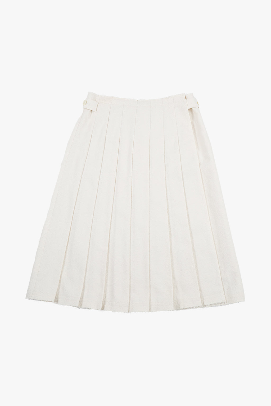 BUTTON PLEATED WRAP SKIRT / ECRU