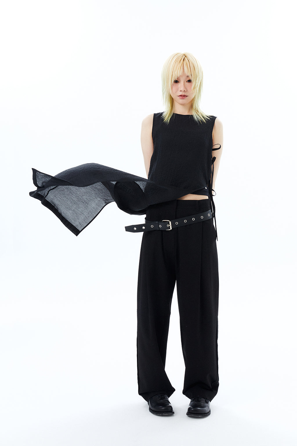 SIDE RIBBONS DRESS / BLACK