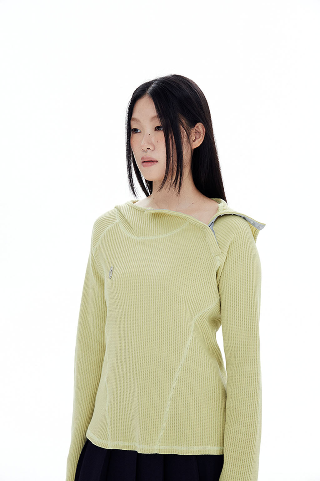 SLIM WAFFLE HOODIE / LIME YELLOW