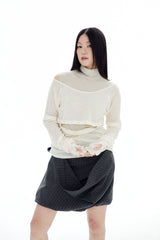 WOOL BUTTONS KNIT TOP / ECRU