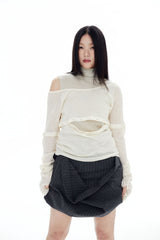 WOOL BUTTONS KNIT TOP / ECRU