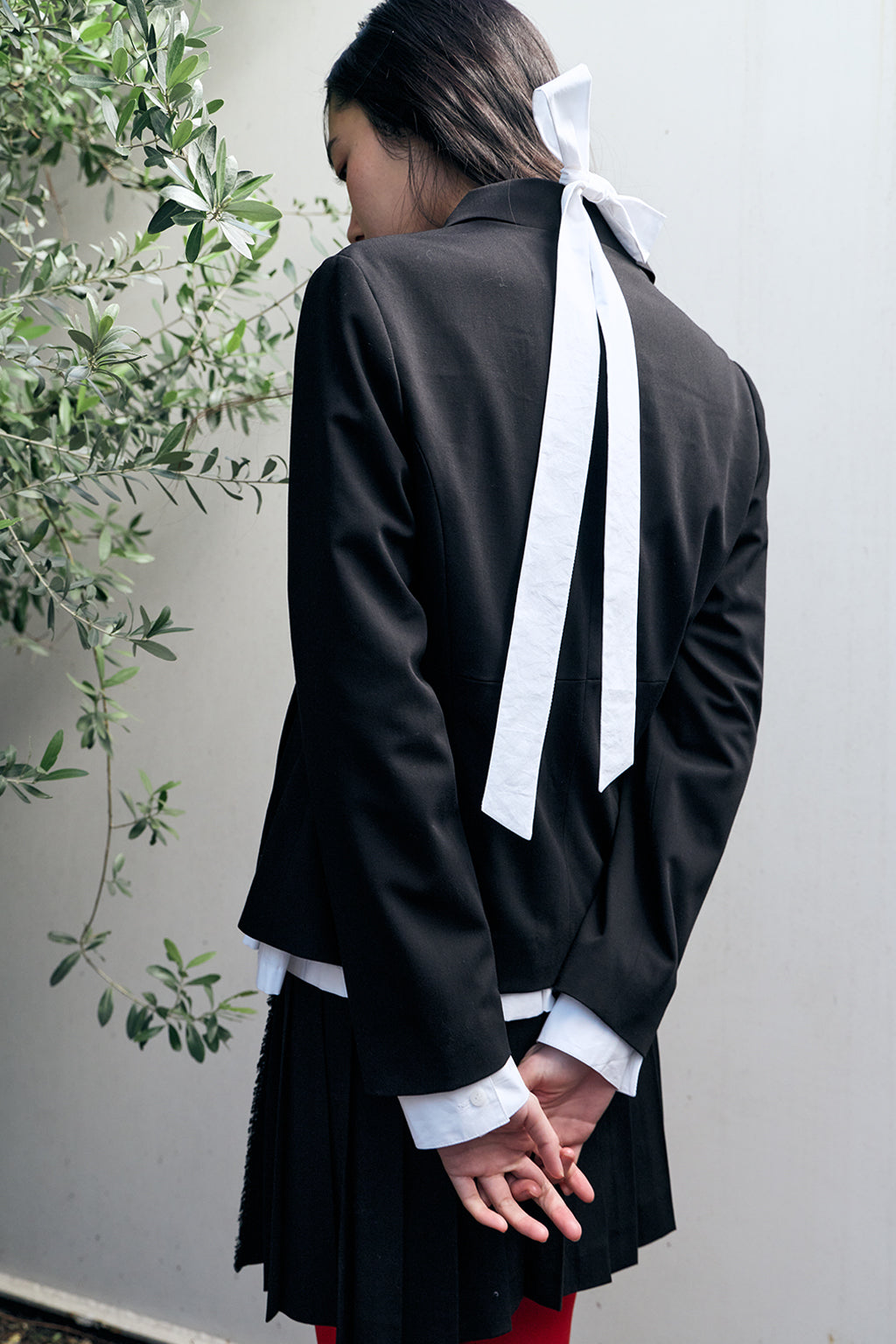 GATHERED MODULAR SHIRT / WHITE