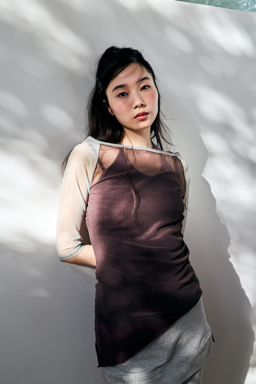 MESH RAGLAN TOP / KHAKI