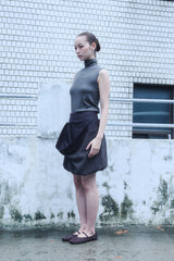 MULTIWAY CHECKED SKIRT / CHARCOAL