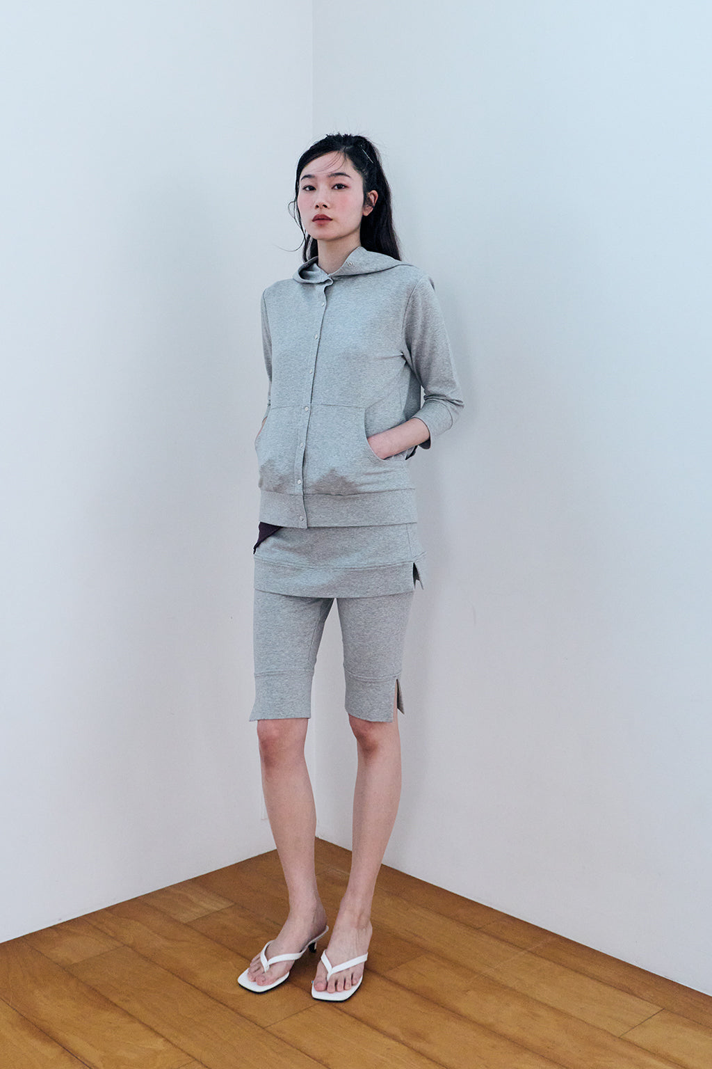 MODULAR SNAP HOODIE / GRAY