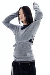 WOOL BUTTONS KNIT TOP / GRAY