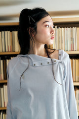LIGHT OVERSIZED WAFFLE HOODIE / BABY BLUE