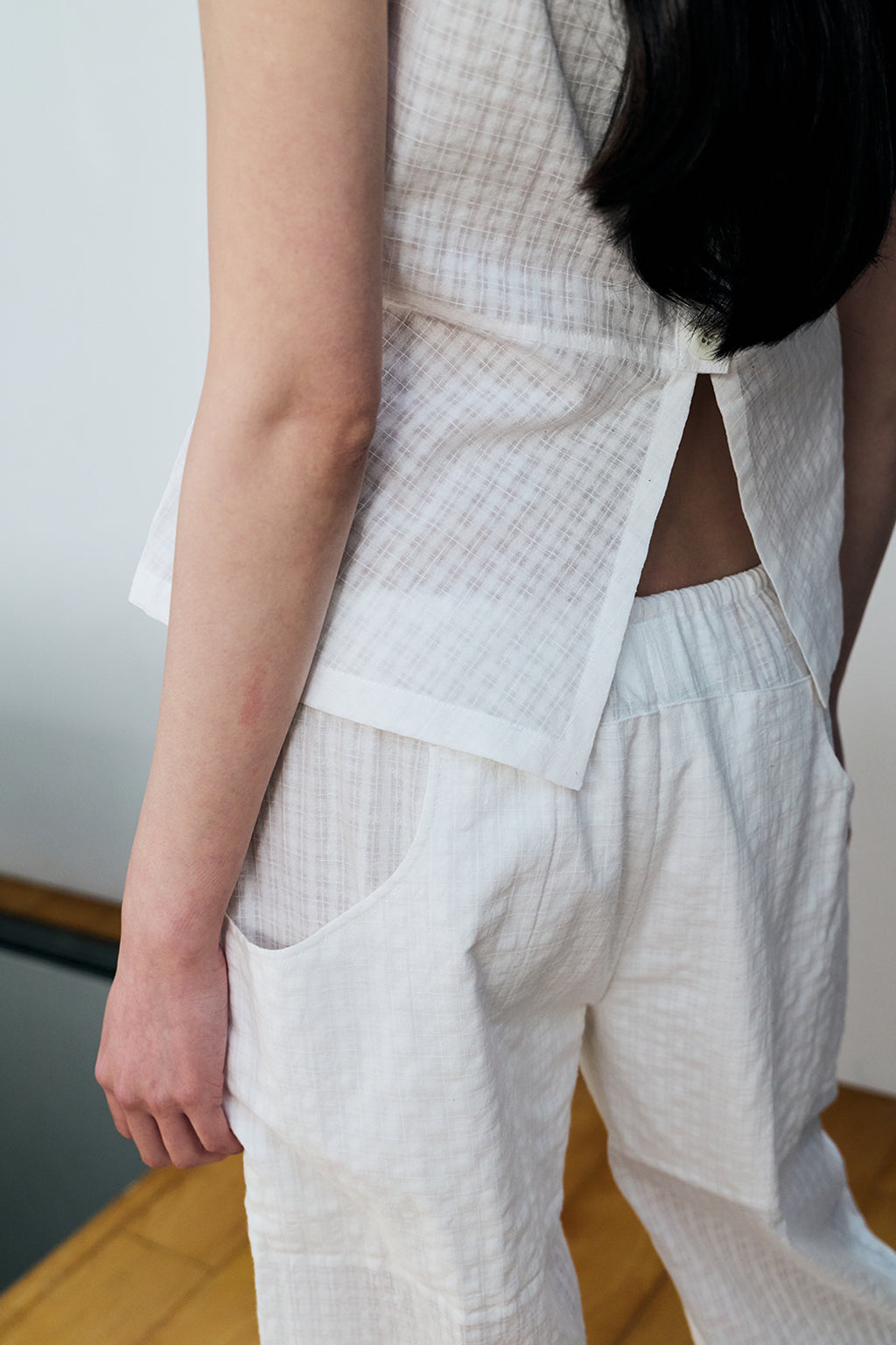 CHECK MODULAR PANTS / WHITE