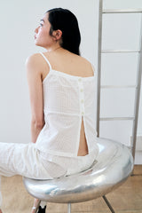 DOUBLE-LAYER CHECK TOP / WHITE