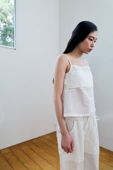 DOUBLE-LAYER CHECK TOP / WHITE